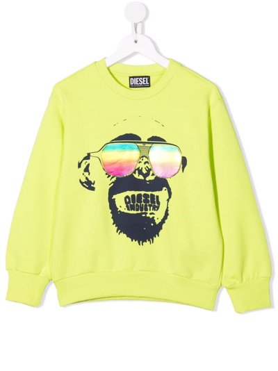 Shop Diesel Graphic-print Cotton Sweatshirt In Green