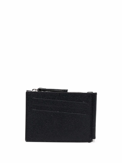 Shop Maison Margiela Leather Money Clip Wallet In Black