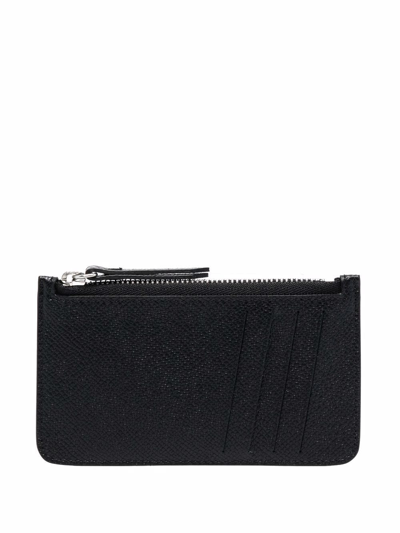 Shop Maison Margiela Four-stitch Leather Card Holder In Black