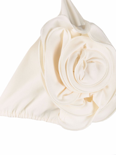 Magda Butrym 3d Flower Triangle Tech Bikini Top In Neutrals