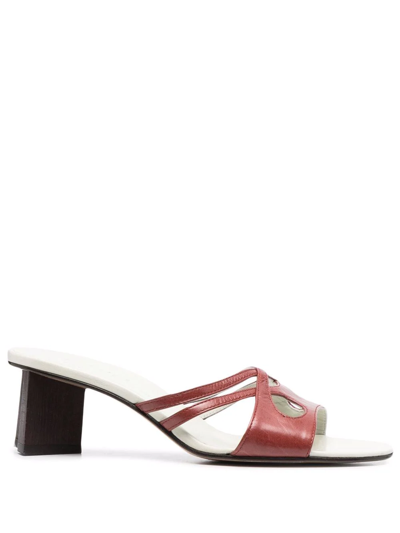 Shop Michel Vivien Cut-out Detail Mid-heel Sandals In Brown