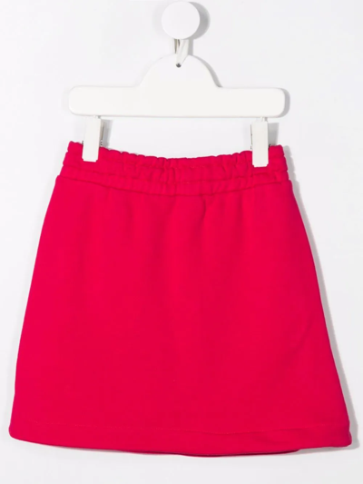 Msgm Brushed Logo-print Mini Skirt In Pink