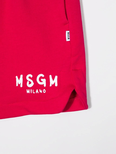 Msgm Brushed Logo-print Mini Skirt In Pink