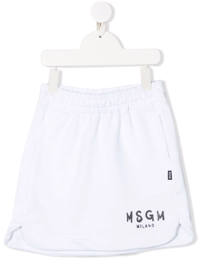Shop Msgm Logo-print Midi Skirt In White