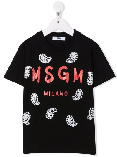 Shop Msgm Logo-print Crewneck T-shirt In Black
