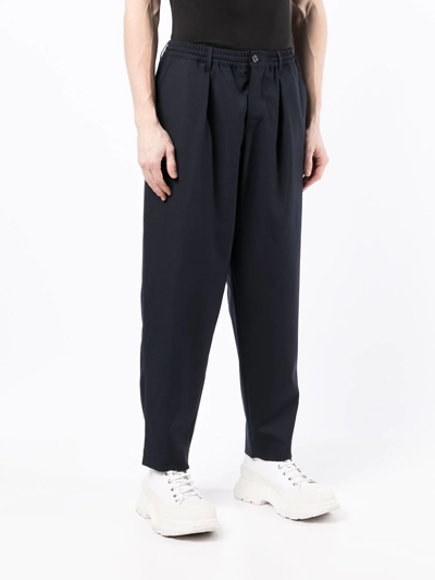 Shop Marni Cropped Tapered Trousers In Blue