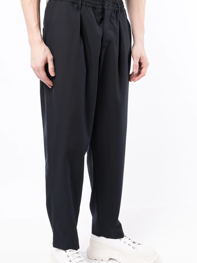 Shop Marni Cropped Tapered Trousers In Blue