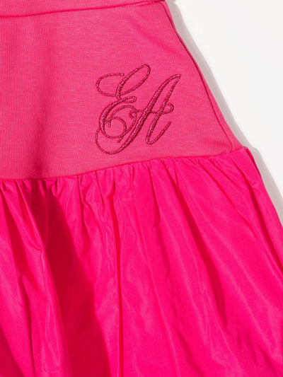 Shop Emporio Armani Logo-embroidered Flared Mini Skirt In Pink
