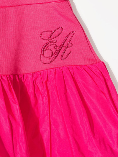 Emporio Armani Logo-embroidered Flared Mini Skirt In Pink