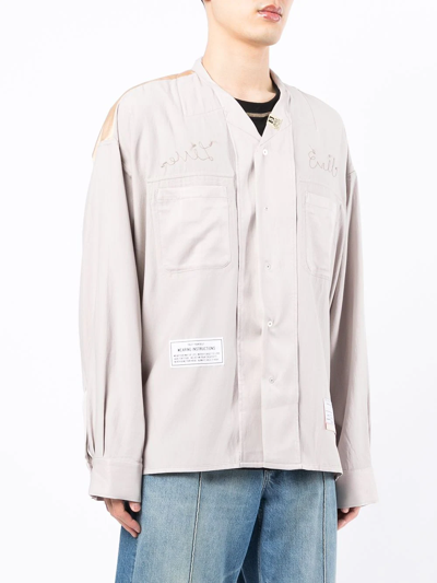 Shop Miharayasuhiro Spread-collar Shirt In Grey