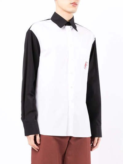 Shop Marni Contrasting-sleeve Panel Shirt In White