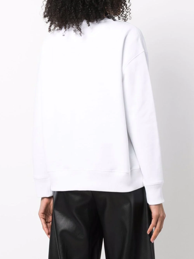 Shop Valentino Embroidered Logo Cotton Sweatshirt In White