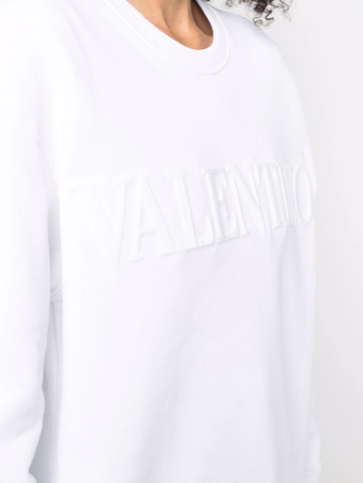 Shop Valentino Embroidered Logo Cotton Sweatshirt In White