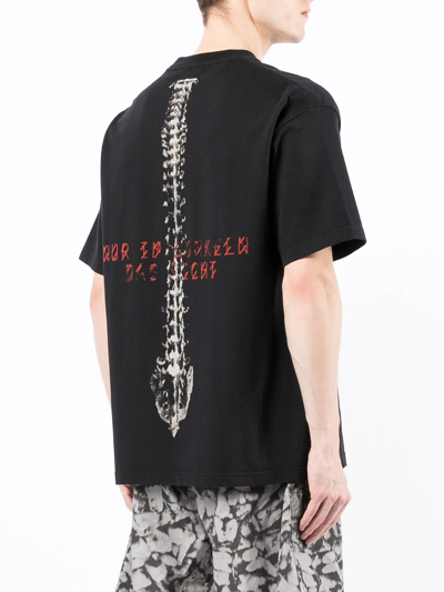 Shop 44 Label Group Spine-print Cotton T-shirt In Black