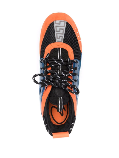 Shop Versace Chain Reaction Sneakers In Orange