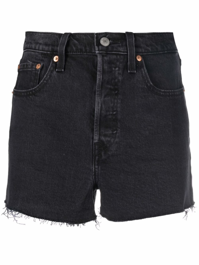 Shop Levi's Ribcage Denim Shorts In Black