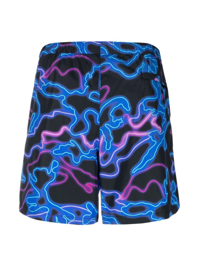 Shop Valentino Neon-print Swimming Shorts In Black