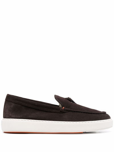 Shop Santoni Slip-on Boat Shoes In Brown