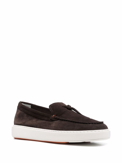 Santoni Slip-on Boat Shoes In Brown