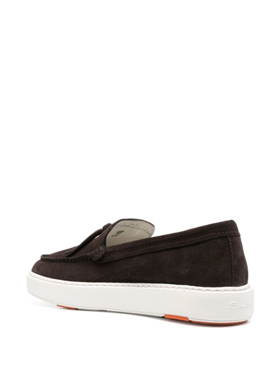 Santoni Slip-on Boat Shoes In Brown