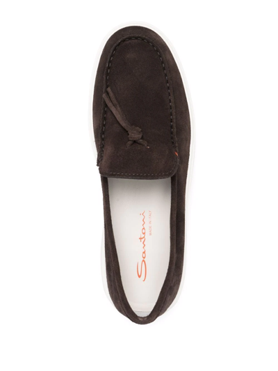 Santoni Slip-on Boat Shoes In Brown