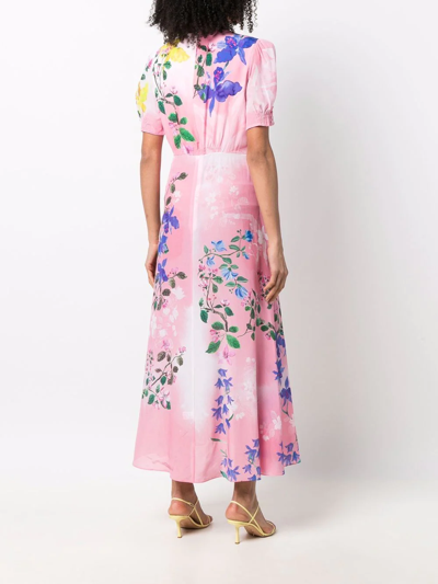 Shop Saloni Lea Floral-print Dress In Pink