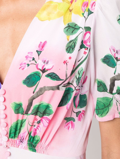Shop Saloni Lea Floral-print Dress In Pink