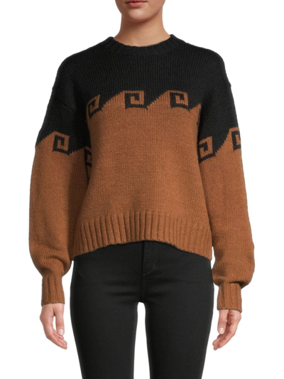 Shop Rebecca Minkoff Women's Norma Aztec Dropped Shoulder Sweater In Black Rust