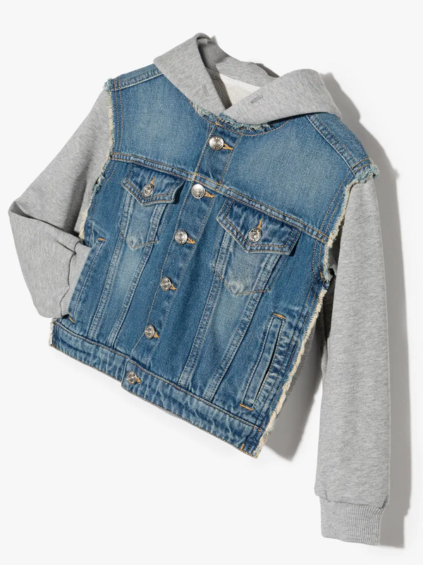 MM6 Maison Margiela Kids Blue Paneled Denim Jacket