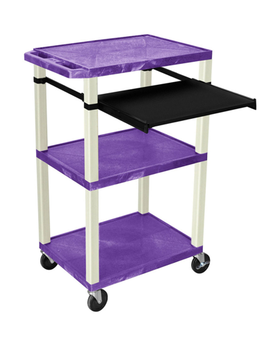 Shop Clickhere2shop 42"h Tuffy Av Cart With 3 Shelves, Front Pullout Shelf - Purple Shelves/putty Legs