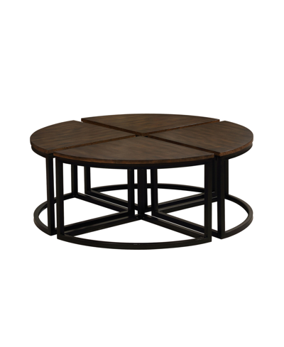 Shop Alaterre Furniture Arcadia Acacia Wood Set Of 4 Round Wedge Tables