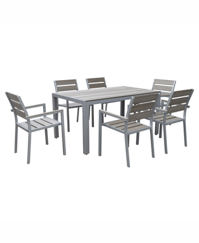 Shop Corliving Distribution Gallant 7 Piece Sun Bleached Outdoor Dining Set