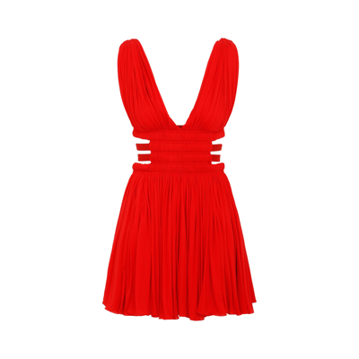 Shop Alaïa The Goddess Mini Dress In Red