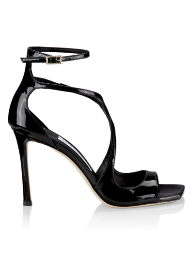 Shop Jimmy Choo Women's Azia 95mm Patent Leather Sandals In Black