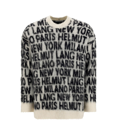 Shop Helmut Lang Allover Logo Intarsia Crewneck Sweater In Multi