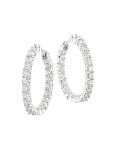 Shop Roberto Coin Women's 18k White Gold & Diamond Inside-out Hoop Earrings