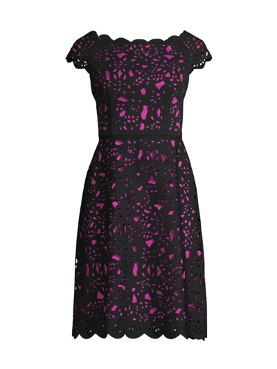 Shop Shani Women's Off-the-shoulder Laser Cut Dress In Black Pink