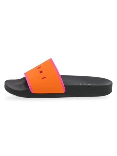 Shop Marni Men's Rubber Poolslide Sandals In Tangerine