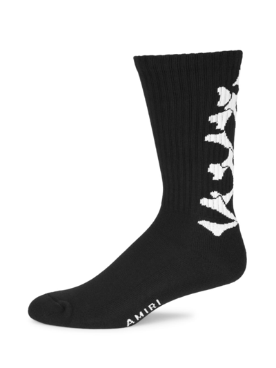 Shop Amiri Stacked Bones Calf Socks In Black White