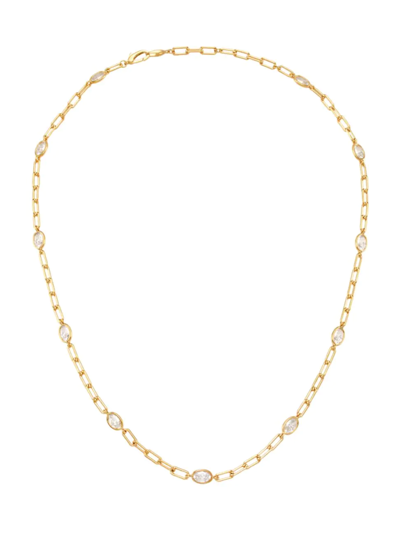 Shop Adriana Orsini Women's Elevate 18k-gold-plated & Oval Cubic Zirconia Paper Clip Station Necklace