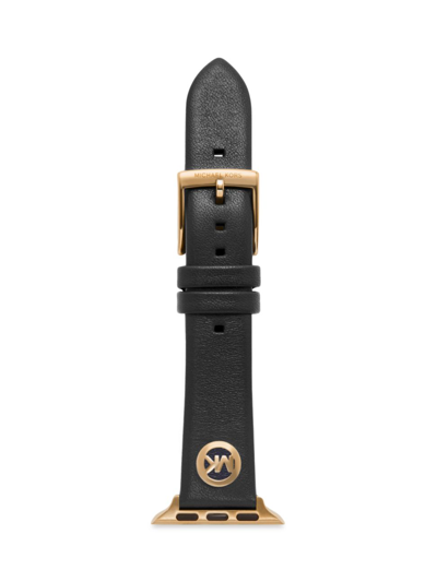 Shop Michael Kors Women's Leather Logo Apple Watch Strap, 38/40mm In Black