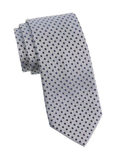 Shop Charvet Men's Round Geometric Woven Silk Tie In Navy Silver
