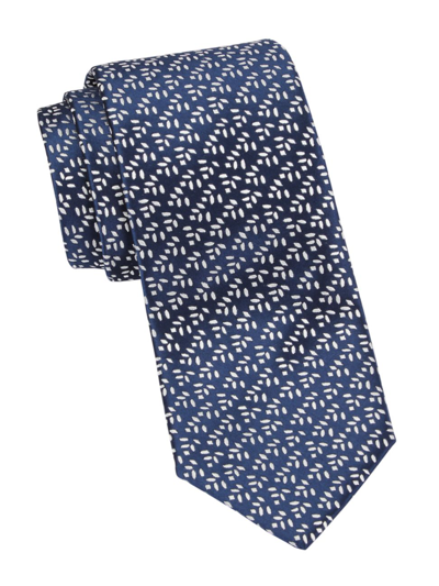 Shop Charvet Men's Leaf Woven Silk Tie In Navy White