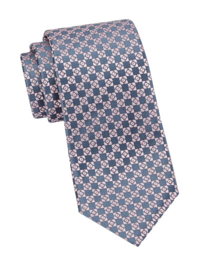 Shop Charvet Men's Diamond Geo Woven Silk Tie In Grey Pink