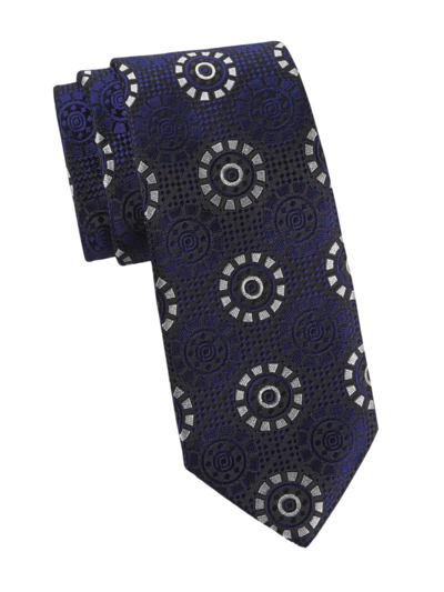 Shop Charvet Men's Medallion Woven Silk Tie In Navy Green