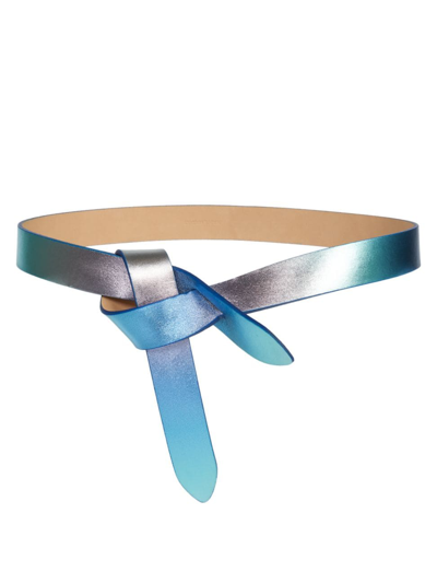 Shop Isabel Marant Lecce Metallic Leather Belt In Metallic Blue