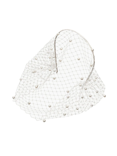 Shop Jennifer Behr Women's Voilette Faux Pearl Veil Headband In Cream