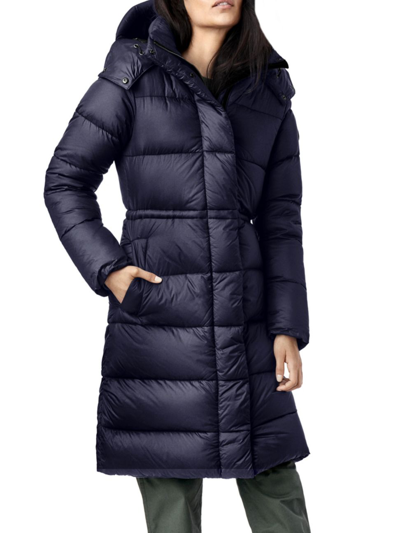 Shop Canada Goose Women's Black Label Arosa Quilted Hooded Parka In Admiral Blue