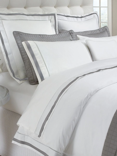 Shop Downtown Company Hotel Duvet Cover In White Gray