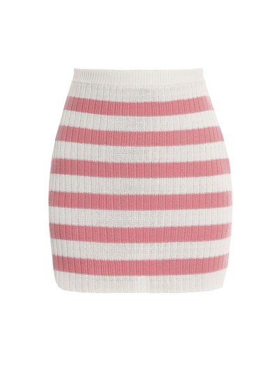 Shop Balmain X Barbie Short Striped Knitted Skirt Pink